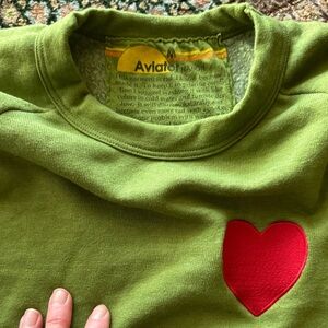 Aviator Nation Green Sweatshirt with Red Heart